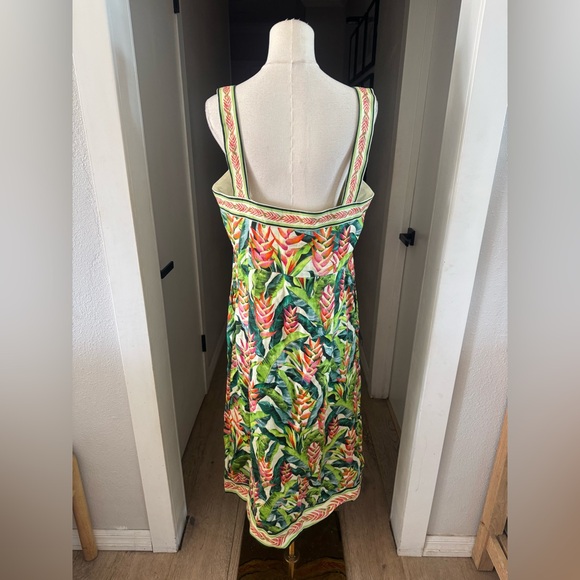 NEW | FARM Rio | Heli Leaves Button Front Linen Midi Dress | Sz L - Picture 5 of 12